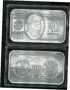 $200 hih J gv AeB[N 1IX .999 t@C Vo[ o[ACz_[t$200 Donald J Trump Antiqued Bank Note 1OZ .999 fine silver Bar w/airtite holder