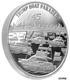【極美品/品質保証書付】 アンティークコイン コイン 金貨 銀貨 [送料無料] TRUMP Boat Parades 1oz Silver Coin MAGA - 2021 Rare L/E of 4500