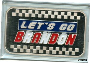 bcS[ uh .999 Vo[ Gi v[t o[ Cz_[t hih gvLets Go Brandon .999 silver Enameled Proof Bar w/airtite holder Donald Trump