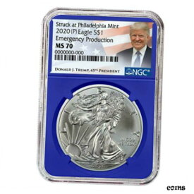 【極美品/品質保証書付】 アンティークコイン コイン 金貨 銀貨 [送料無料] 2020 (P) $1 American Silver Eagle NGC MS70 Emergency Production Trump Label Blue