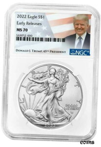 2022 1IX Vo[ C[O NGC MS70 - [X gv x - zCg RA2022 1oz Silver Eagle NGC MS70 - Early Releases Trump Label - White Core