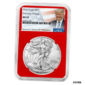 2022 $1 AJ Vo[ C[O NGC MS70 FDI gv x bh RA2022 $1 American Silver Eagle NGC MS70 FDI Trump Label Red Core