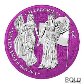 【極美品/品質保証書付】 アンティークコイン コイン 金貨 銀貨 [送料無料] 2019 Space Pink Silver Allegories Germania & Columbia BU Round - 1 oz