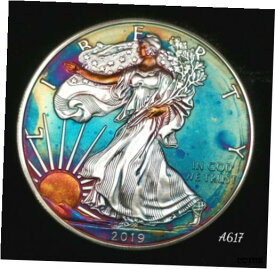 【極美品/品質保証書付】 アンティークコイン コイン 金貨 銀貨 [送料無料] American Silver Eagle Coin Colorful Rainbow Toning #a617