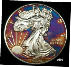 【極美品/品質保証書付】 アンティークコイン コイン 金貨 銀貨 [送料無料] Silver American Eagle Coin Colorful Rainbow Toning #a691