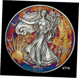 【極美品/品質保証書付】 アンティークコイン コイン 金貨 銀貨 [送料無料] Silver American Eagle Coin Colorful Rainbow Toning #a716