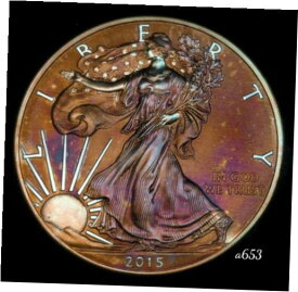 【極美品/品質保証書付】 アンティークコイン コイン 金貨 銀貨 [送料無料] Silver American Eagle Coin Colorful Rainbow Toning #a653