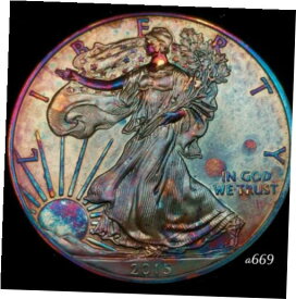 【極美品/品質保証書付】 アンティークコイン コイン 金貨 銀貨 [送料無料] American Silver Eagle Coin Colorful Rainbow Toning #a669