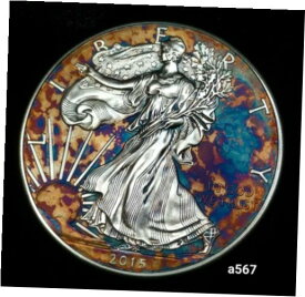 【極美品/品質保証書付】 アンティークコイン コイン 金貨 銀貨 [送料無料] Silver American Eagle Coin Colorful Rainbow Toning #a567