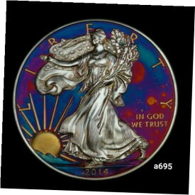 【極美品/品質保証書付】 アンティークコイン コイン 金貨 銀貨 [送料無料] Silver American Eagle Coin Colorful Rainbow Toning #a695