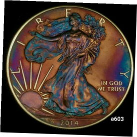 【極美品/品質保証書付】 アンティークコイン コイン 金貨 銀貨 [送料無料] Silver American Eagle Coin Colorful Rainbow Toned #a603 (reed mark)