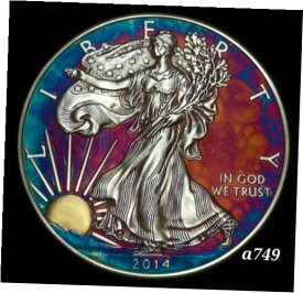 【極美品/品質保証書付】 アンティークコイン コイン 金貨 銀貨 [送料無料] American Silver Eagle Coin Colorful Rainbow Toning #a749