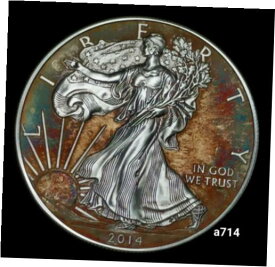 【極美品/品質保証書付】 アンティークコイン コイン 金貨 銀貨 [送料無料] American Silver Eagle Coin Colorful Rainbow Toning #a714
