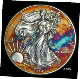 【極美品/品質保証書付】 アンティークコイン コイン 金貨 銀貨 [送料無料] Silver American Eagle Coin Colorful Rainbow Toned #a735