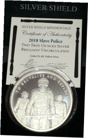 【極美品/品質保証書付】 アンティークコイン コイン 金貨 銀貨 [送料無料] 2018 Slave Police 2oz BU .999 Fine Silver Shield Art Round Only 822 Minted