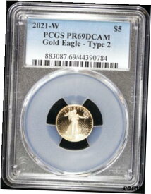 【極美品/品質保証書付】 アンティークコイン コイン 金貨 銀貨 [送料無料] 2021-W 1/10 oz $5 Proof Gold Eagle PCGS PR 69 DCAM Cameo Variety Type 2 AGE PF
