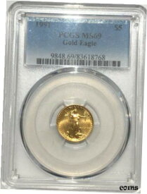 【極美品/品質保証書付】 アンティークコイン コイン 金貨 銀貨 [送料無料] 1991 1/10 ozt American Gold Eagle PCGS MS 69