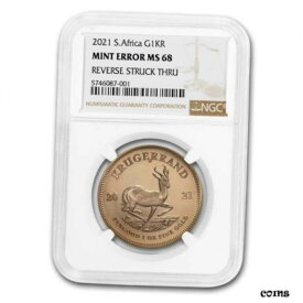 【極美品/品質保証書付】 アンティークコイン 金貨 2021 South Africa 1 oz Gold Krugerrand MS-68 NGC (Mint Error) - SKU#248725 [送料無料] #got-wr-009999-1475