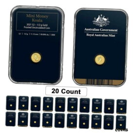 【極美品/品質保証書付】 アンティークコイン 金貨 Lot of 20 - 2021 1/2 gram Gold Mini Koala Coin Royal Australian Mint .9999 Fine [送料無料] #gcf-wr-009999-2078
