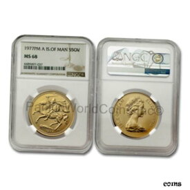 【極美品/品質保証書付】 アンティークコイン 金貨 Isle of Man 1977PM 5 Pounds Gold NGC MS68 SKU# 7368 [送料無料] #got-wr-009999-8959