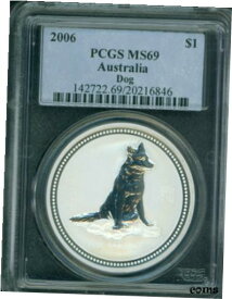【極美品/品質保証書付】 アンティークコイン コイン 金貨 銀貨 [送料無料] 2006 $1 LUNAR YEAR OF DOG 1 Oz. SILVER COIN AUSTRALIA PCGS MS69
