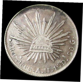 【極美品/品質保証書付】 アンティークコイン コイン 金貨 銀貨 [送料無料] 1888 Cn AM SILVER MEXICO 8 REALES CAP & RAYS COIN CULIACAN MINT FULL DIE BREAK