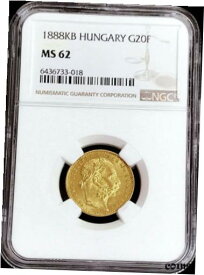 【極美品/品質保証書付】 アンティークコイン コイン 金貨 銀貨 [送料無料] 1888 KB GOLD HUNGARY 8 FORINT 20 FRANCS KREMNITZ COIN NGC MINT STATE 62