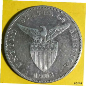 【極美品/品質保証書付】 アンティークコイン コイン 金貨 銀貨 [送料無料] US PHILIPPINES ONE PESO 1903-S #322