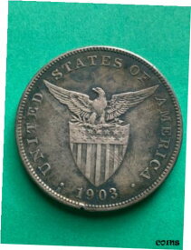 【極美品/品質保証書付】 アンティークコイン コイン 金貨 銀貨 [送料無料] US PHILIPPINES ONE PESO 1903-S TONED #629
