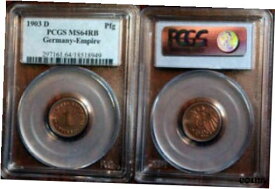 【極美品/品質保証書付】 アンティークコイン コイン 金貨 銀貨 [送料無料] 1903-D Germany Pfennig PCGS MS64 RB - 117 Years Old Historical Artifact