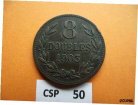 【極美品/品質保証書付】 アンティークコイン コイン 金貨 銀貨 [送料無料] GUERNSEY. 8 DOUBLES. NICE CONDITION (1903)#CSP50