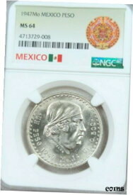【極美品/品質保証書付】 アンティークコイン コイン 金貨 銀貨 [送料無料] 1947 MEXICO SILVER 1 PESO MORELOS NGC MS 64 BEAUTIFUL BU COIN