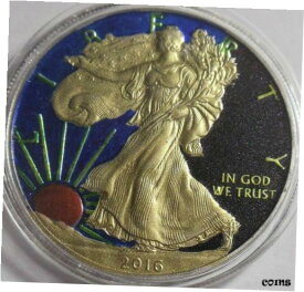 【極美品/品質保証書付】 アンティークコイン コイン 金貨 銀貨 [送料無料] ( 2016 ) 1 Oz American Eagle Colorized Coin .999 Silver Gold Gilded ( COA ) :