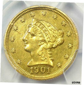 【極美品/品質保証書付】 アンティークコイン 金貨 1901 PROOF Liberty Gold Quarter Eagle $2.50 Coin - PCGS Proof AU Detail (PF/ PR) [送料無料] #gct-wr-010175-1174