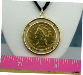 【極美品/品質保証書付】 アンティークコイン 金貨 Estate 1899 $5 Half Eagle Liberty Type Head Gold Coin Pendant 14K Gold Bezel [送料無料] #gcf-wr-010175-1505