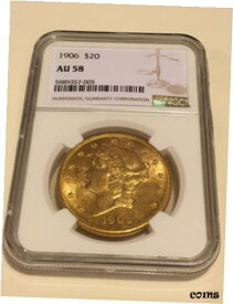 【極美品/品質保証書付】 アンティークコイン 金貨 1906 AU58 NGC $20 Liberty Double Eagle Gold Coin very nice TOUGH P-mint(no PCGS) [送料無料] #gct-wr-010175-2590
