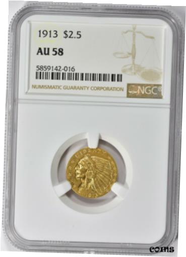 アンティークコイン コイン 金貨 銀貨 [送料無料] 1913 INDIAN HEAD QUARTER EAGLE $2.5 GOLD NGC AU58のサムネイル