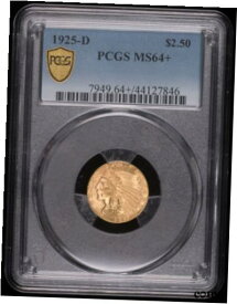 【極美品/品質保証書付】 アンティークコイン 金貨 1925 D $2.50 GOLD INDIAN US QUARTER EAGLE COIN PCGS MS64+ PLUS [送料無料] #gct-wr-010193-165
