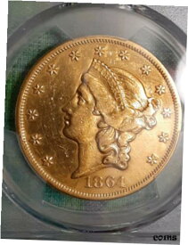 【極美品/品質保証書付】 アンティークコイン 金貨 Rare 1864 No Motto $20 Gold XX Eagle, PCGS Certified Liberty Type 1 Coin! [送料無料] #gct-wr-010193-246