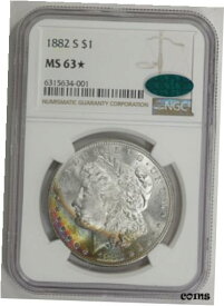 【極美品/品質保証書付】 アンティークコイン コイン 金貨 銀貨 [送料無料] 1882-S Morgan Silver Dollar, NGC MS63 STAR CAC, Crescent Rainbow Toning!