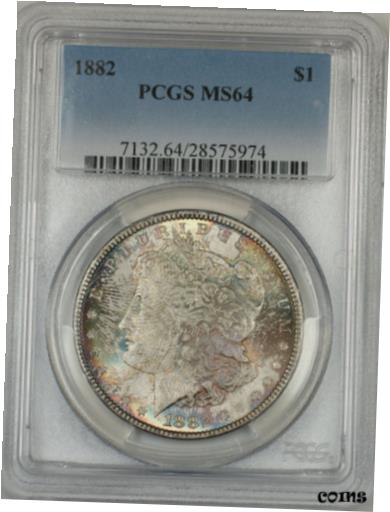 【極美品/品質保証書付】 アンティークコイン コイン 金貨 銀貨 [送料無料] 1882 Morgan Silver Dollar $1 Coin PCGS MS-64 *Nicely Toned* (Ta)：金銀プラチナ ワールドリソース