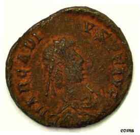 【極美品/品質保証書付】 アンティークコイン コイン 金貨 銀貨 [送料無料] Arcadius 348 408 AD Ancient Bronze Ae18 #842