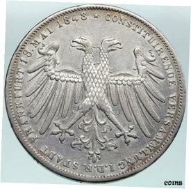 【極美品/品質保証書付】 アンティークコイン 銀貨 1848 GERMAN STATES FRANKFURT Archduke JOHN of Austria Silver 2 Glden Coin i87531 [送料無料] #scf-wr-010443-17