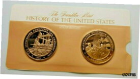 【極美品/品質保証書付】 アンティークコイン コイン 金貨 銀貨 [送料無料] 1884 & 1885 History of the United States Medals Set of 2 Bronze. Franklin Mint