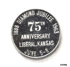 【極美品/品質保証書付】 アンティークコイン コイン 金貨 銀貨 [送料無料] 1963 Liberal Kansas Jubilee 75th Anniversary Aluminum Pancake Hub 5c Trade 29mm