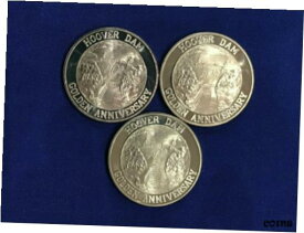 【極美品/品質保証書付】 アンティークコイン コイン 金貨 銀貨 [送料無料] 1985 Hoover Dam Golden Anniversary Set of 3 Brass Proof-like Medals E7301