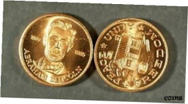 【極美品/品質保証書付】 アンティークコイン コイン 金貨 銀貨 [送料無料] Abraham Lincoln copper medal, 0.75 inch diameter Solid UNC (toned) stk#2a89