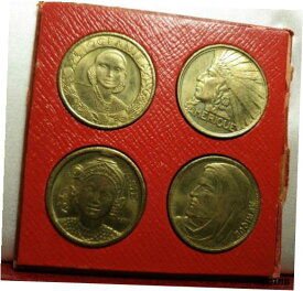 【極美品/品質保証書付】 アンティークコイン コイン 金貨 銀貨 [送料無料] 1931 RARE FRENCH COLONIAL EXHIBITION 4 MEDALS SET AMERICAN INDIAN