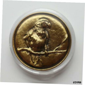 【極美品/品質保証書付】 アンティークコイン コイン 金貨 銀貨 [送料無料] China 40mm medal bird series parrot gilt copper medal