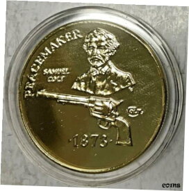 【極美品/品質保証書付】 アンティークコイン コイン 金貨 銀貨 [送料無料] Peacemaker Samuel Colt/ NRA Eagle 125 years Coin gold plated, 37mm, 24gr coa/box
